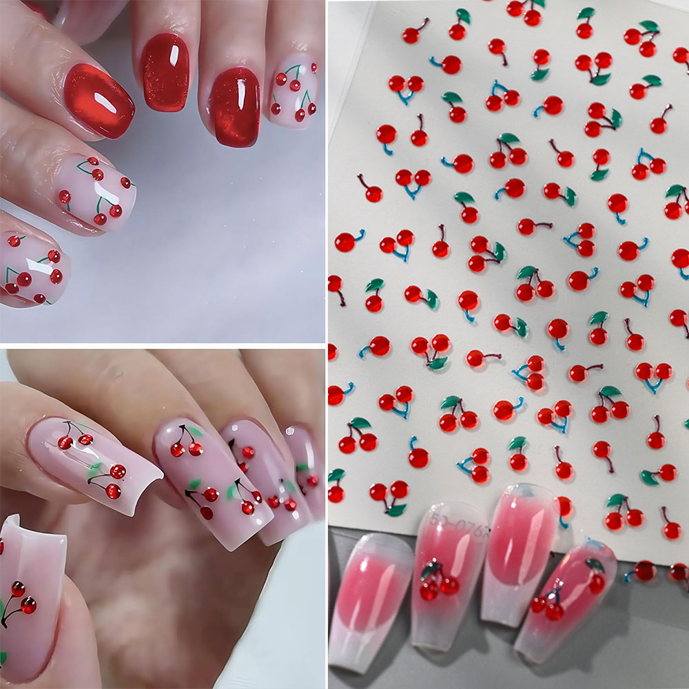 Nail Art Red Cherry - 1/2 Stuks 5D Leuke Rode Kristal
