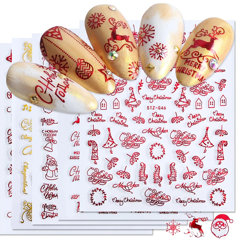 Nail Art Xmas Design - Kerst Nagels Accessoires Rood Goud Winter