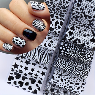 Nail Art Zebra Design - 10 stuks gemengde patroon nageltransferfolie –