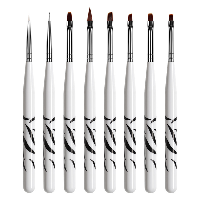 Nail Art Zebra Design - 8-delige zebraprint nail art penselen set,