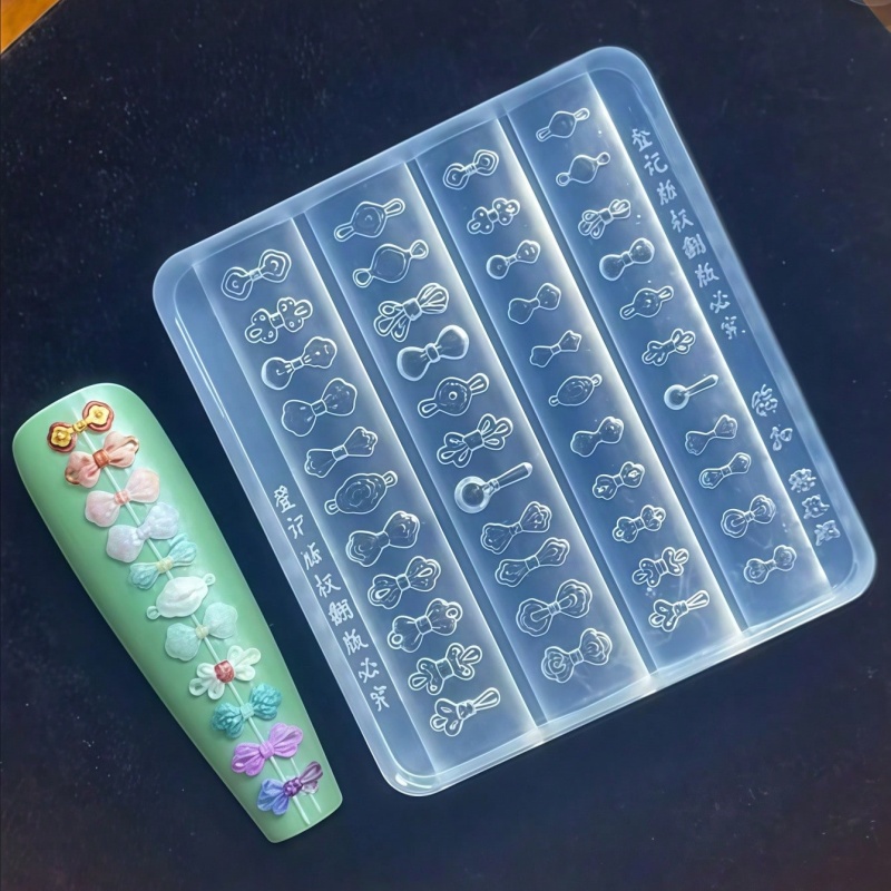 Nail Art Vintage - Chinese stijl nagelkunstvorm met reliëfknopontwerp Nauwkeurige