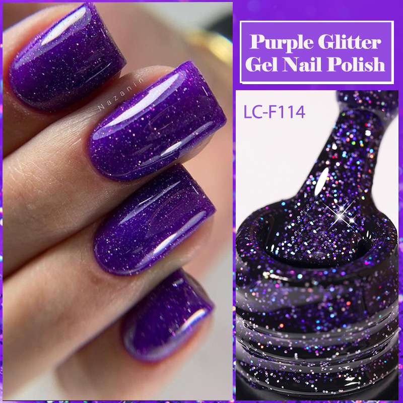Nail Art Violet - LILYCUTE Paars Glitter Pailletten Gel Nagellak