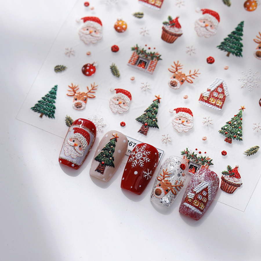 Nail Art Xmas Design - Leuke kerstbeer en peperkoek nagelstickers -