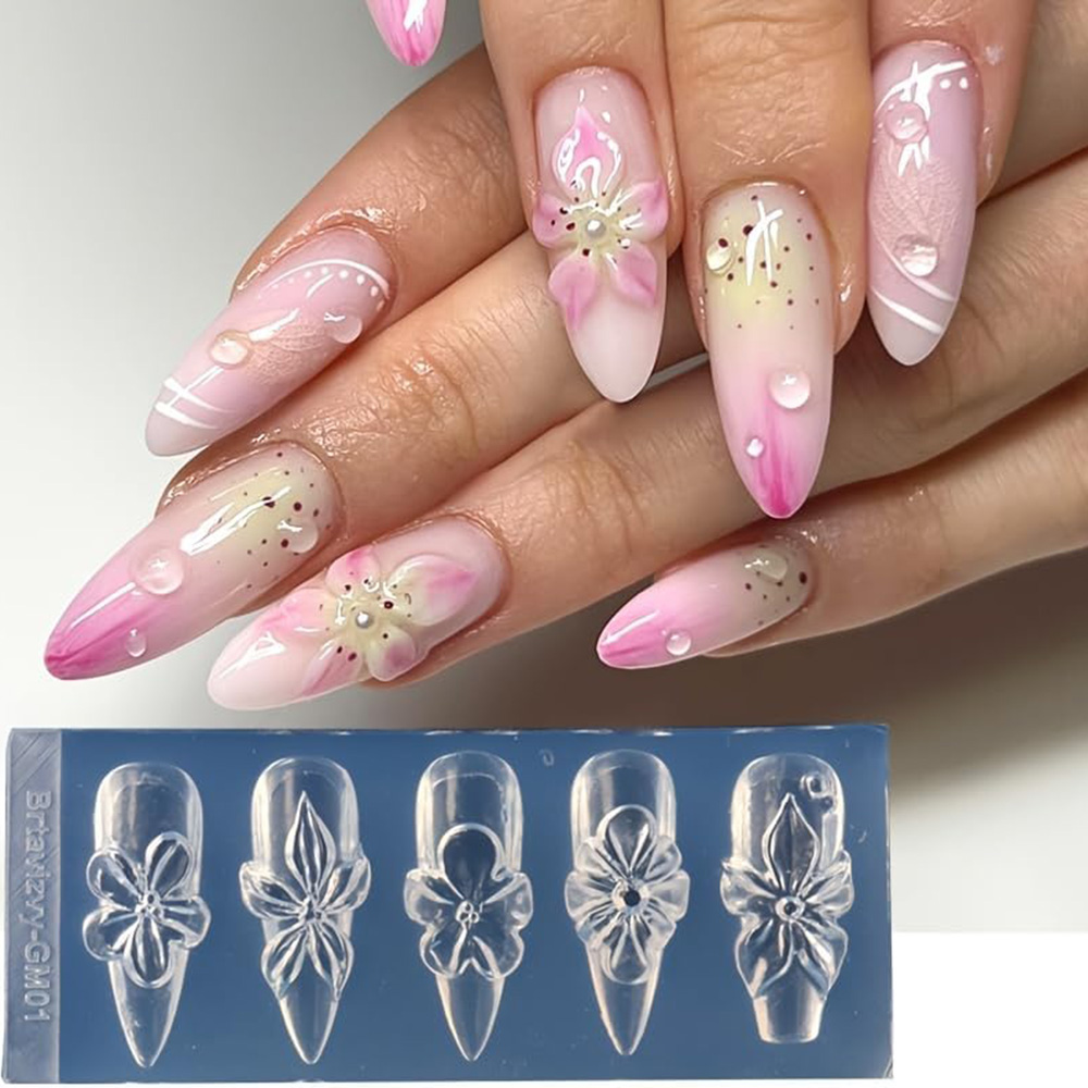 Nail Art Vintage - Bloemen 3D Nail Art siliconen mallen