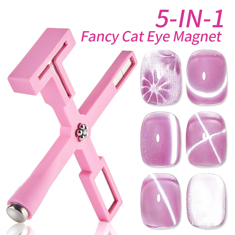 Nail Art Maroon - 5-in-1 patroon nagelmagneet kattenoog effect zijlicht