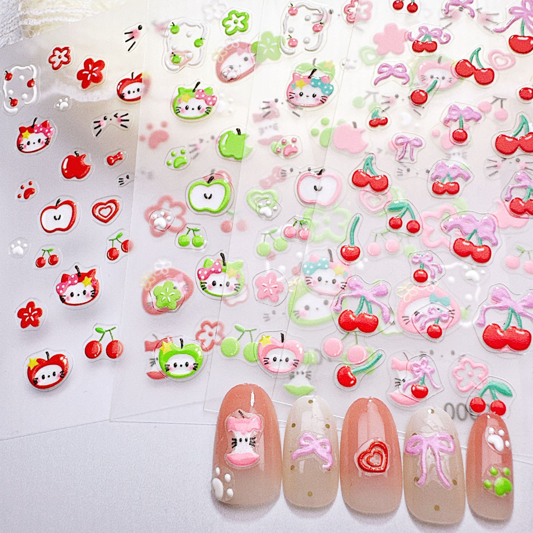 Nail Art Red Cherry - 1 Stuks Groene & Rode Appel