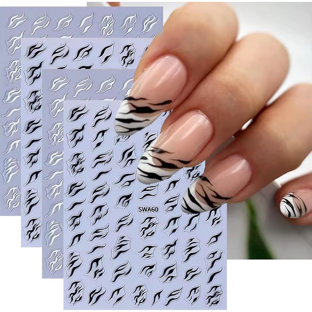 Nail Art Zebra Design - 3D Zebra Print Nagelstickers, Zelfklevende 3D