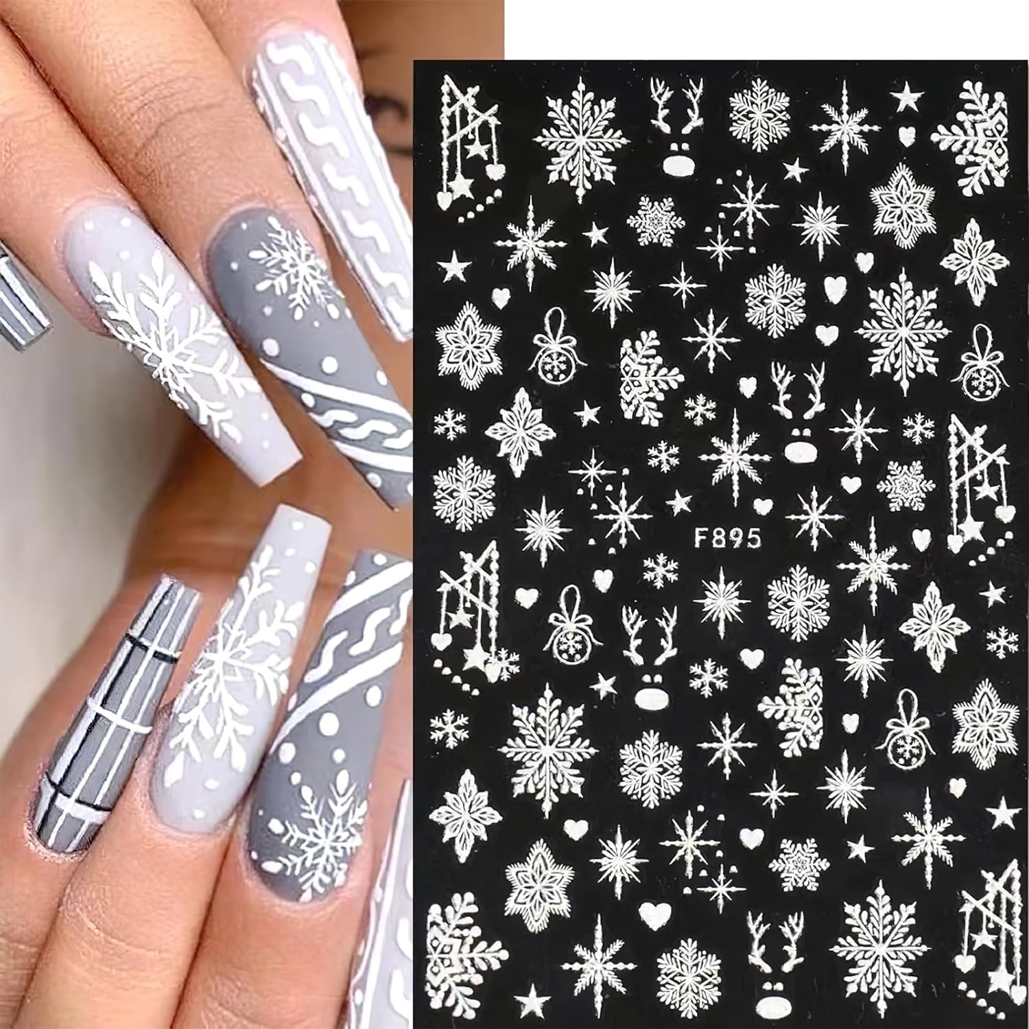 Nail Art Xmas Design - 3D Sneeuwvlok Nail Art Decals Witte