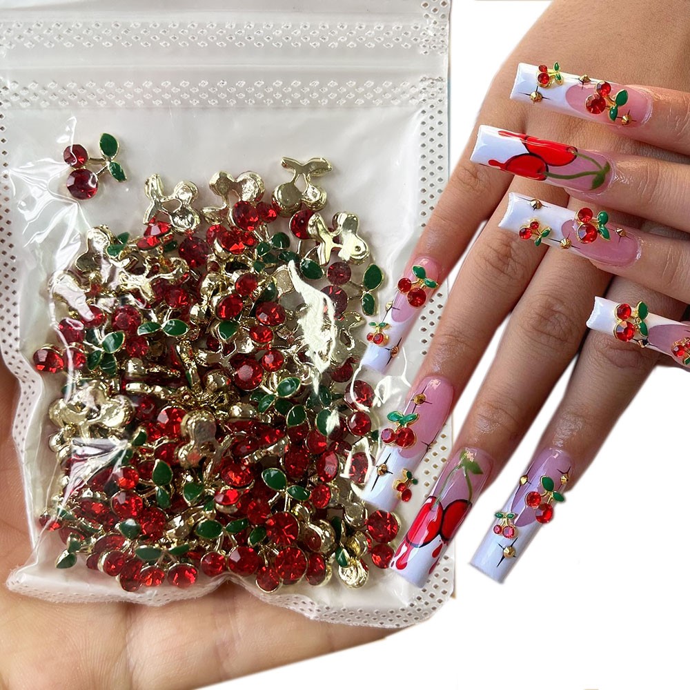 40 stuks 3D glanzende roze & r - Nail Art Red Cherry recensie en prijs