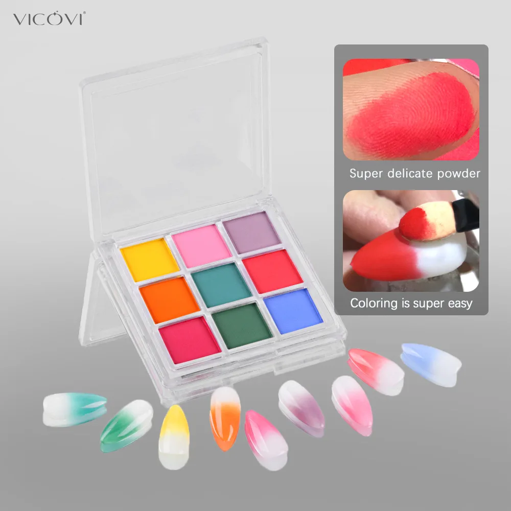 9-kleuren nagelpigmentpalet ef - Nail Art Ombre Glitter recensie en prijs
