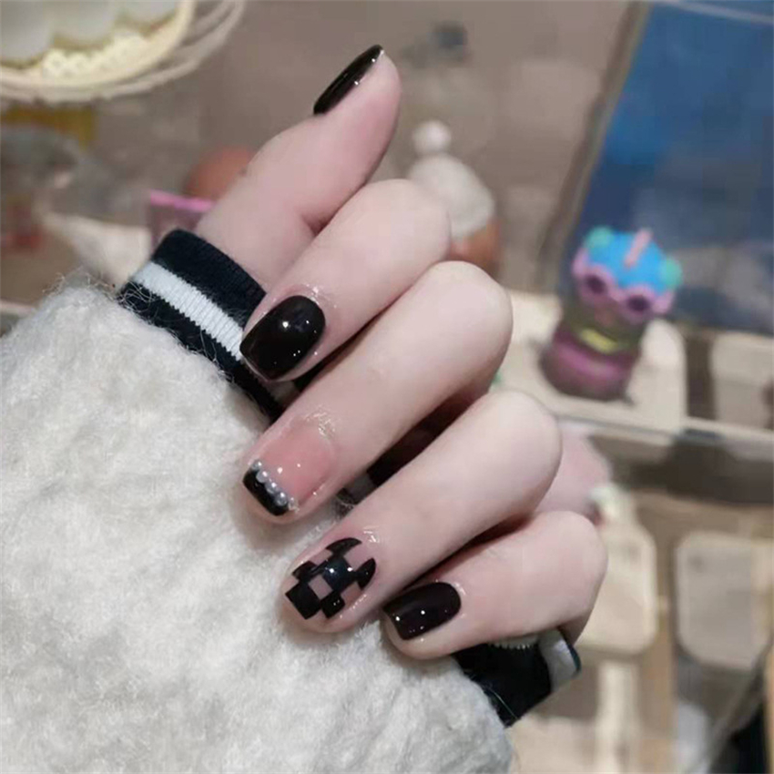 24 STKS Korte Acryl Gouden Har - Nail Art Maroon recensie en prijs