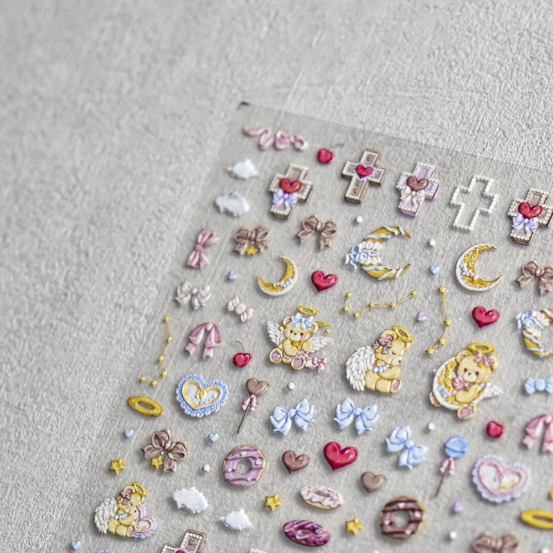 Schattige engel beer cartoon 3 - Nail Art Vintage recensie en prijs