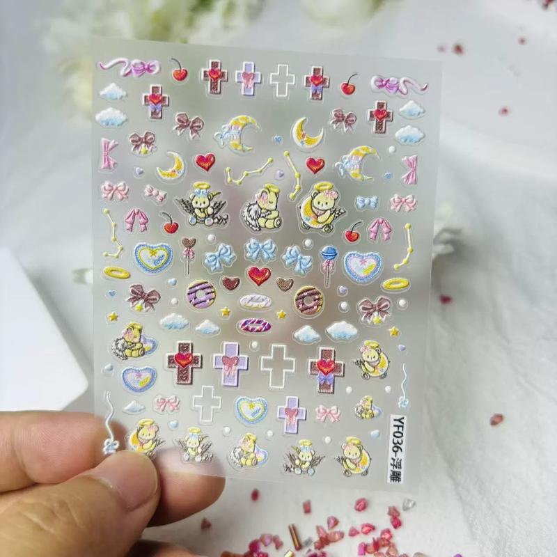 Schattige engel beer cartoon 3 - Nail Art Vintage recensie en prijs