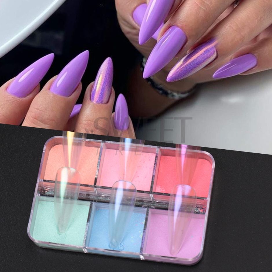 6 Grids Spiegel Parel Nagelpoe - Nail Art Ombre Glitter recensie en prijs