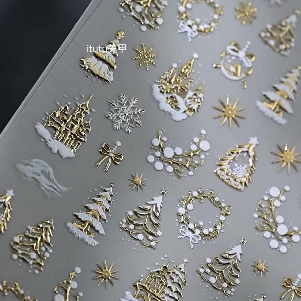 5D reliëf gouden kasteel/sling - Nail Art Xmas Design recensie en prijs