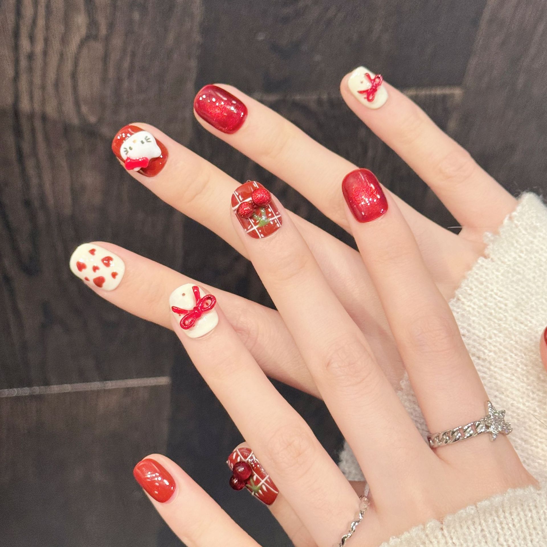 10 stuks handgemaakte nagelkun - Nail Art Red Cherry recensie en prijs