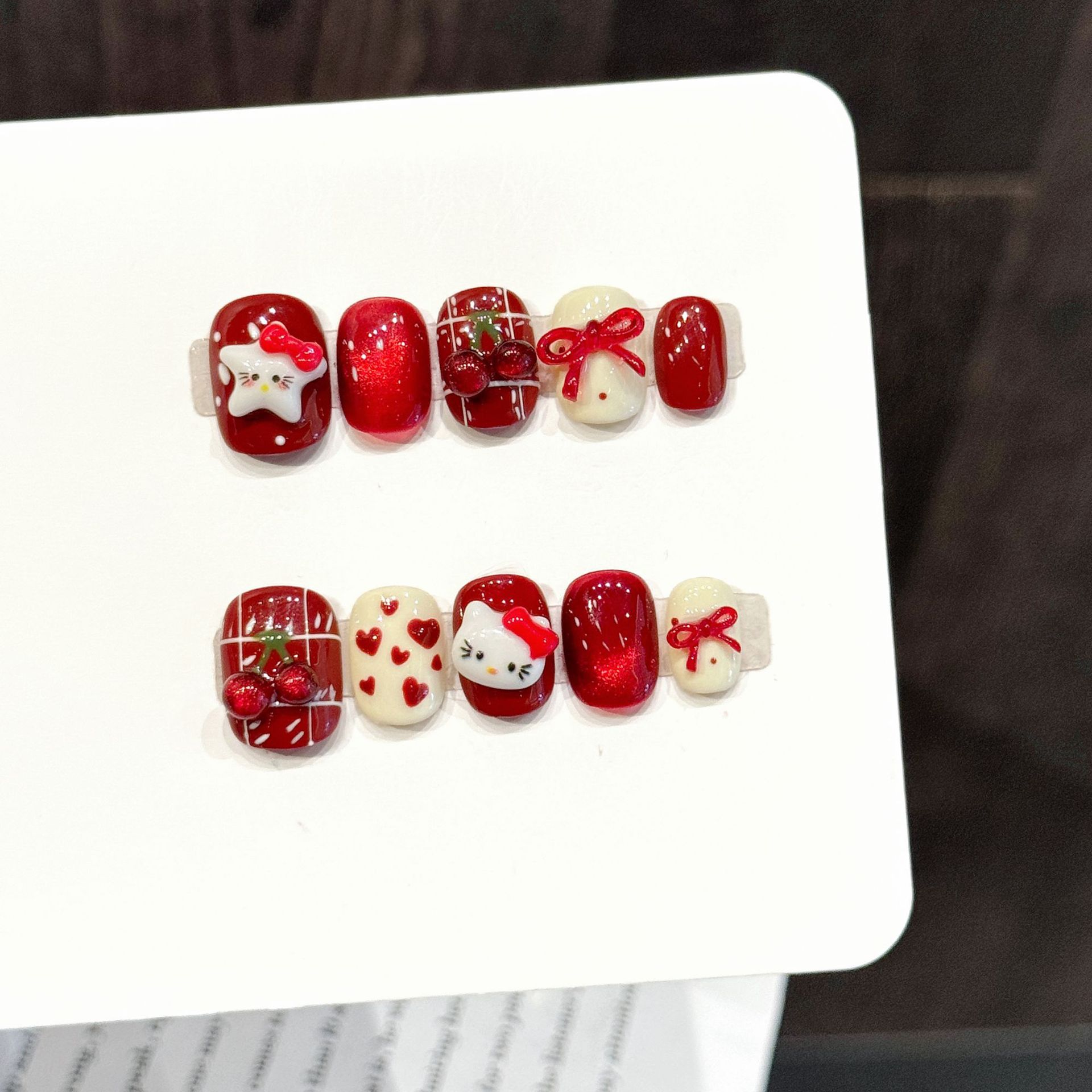 10 stuks handgemaakte nagelkun - Nail Art Red Cherry recensie en prijs