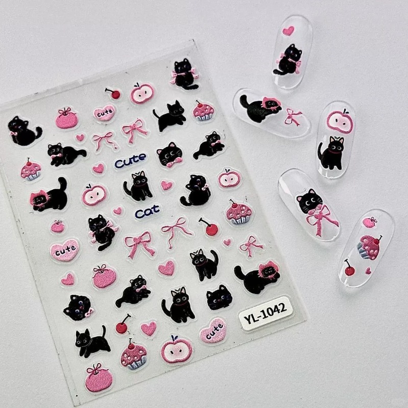 Schattig cartoon strik zwart k - Nail Art Vintage recensie en prijs