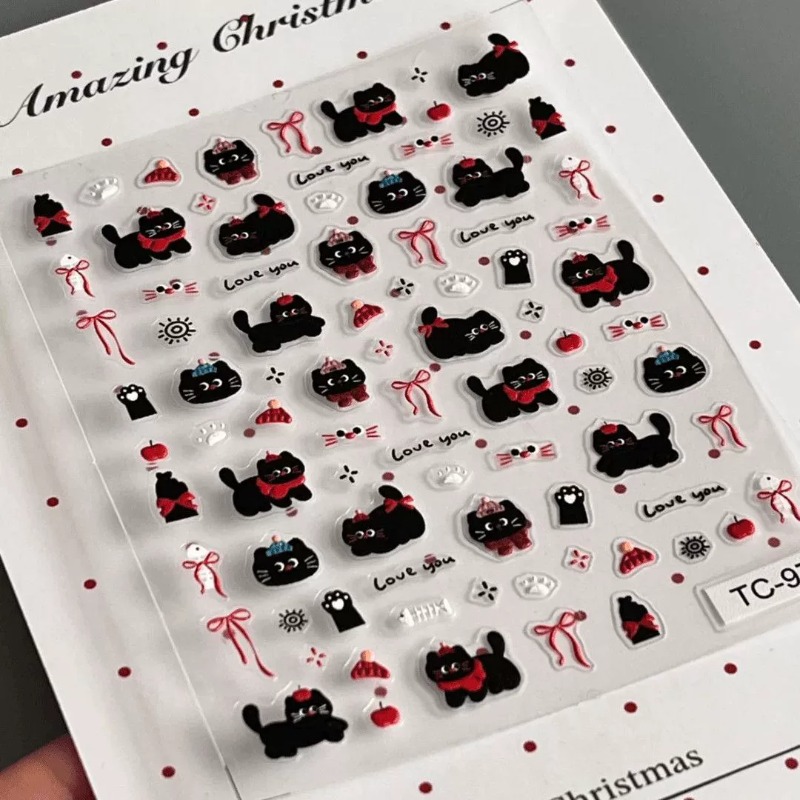 Schattig cartoon strik zwart k - Nail Art Vintage recensie en prijs