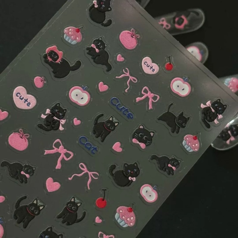 Schattig cartoon strik zwart k - Nail Art Vintage recensie en prijs
